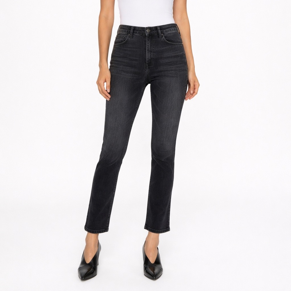 MOTHER Dazzler Ankle Jeans Black Wash Mid Rise Straight Leg Size 33